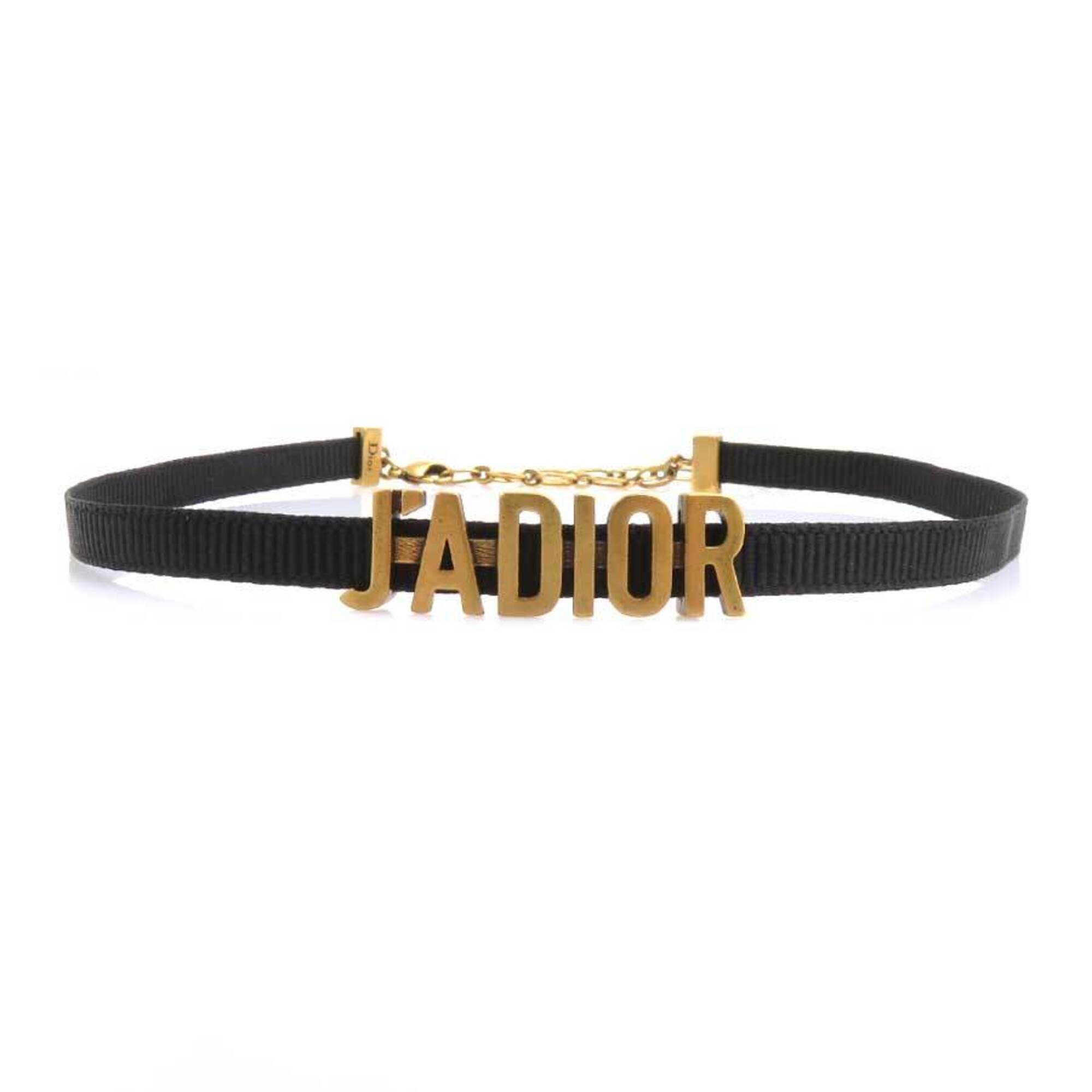 Christian Dior Choker Ja Dior Fabric Metal Gold Black Women's Free Shipping R...